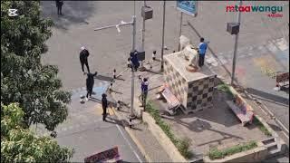 Watch: Moment goons vandalised Total petrol station and CCTV cameras in Nakuru city