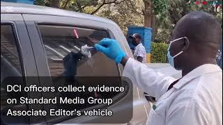 Crime Scene detectives in Nakuru collect fingerprints from vehicle used by SG editor Alex Kiprotich