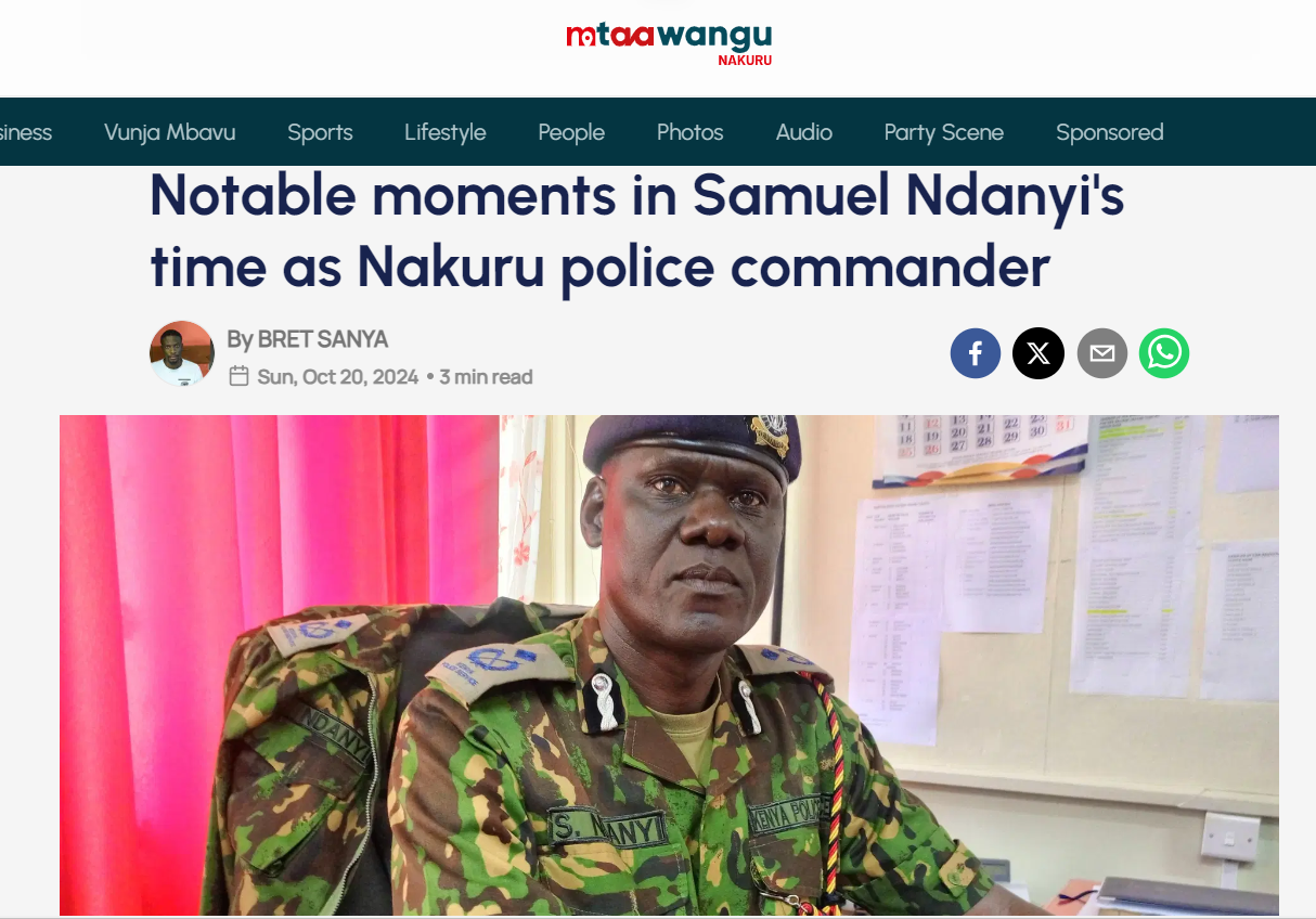 What Nakuru had to say about Samuel Ndanyi's exit