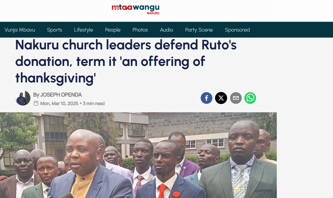 What netizens had to say about Nakuru pastors defending President Ruto's donation